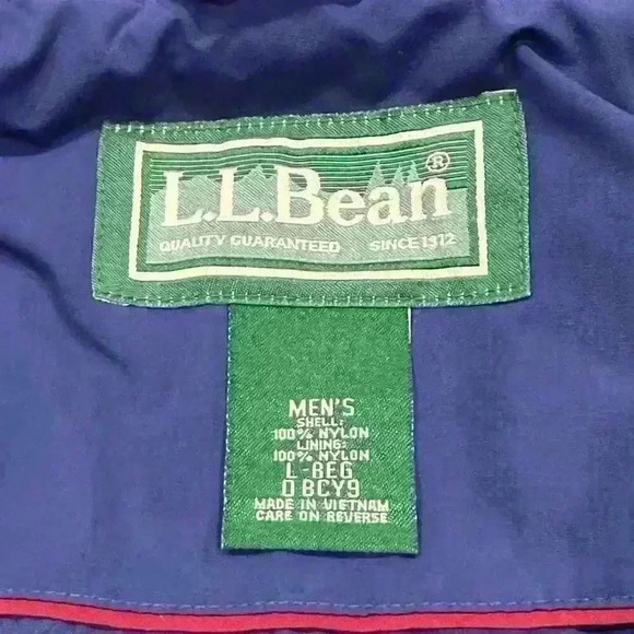 LL Bean Men’s Rain Jacket/ Windbreaker Style# 0BCY9 Sz Large Reg - EUC - Picture 8 of 15